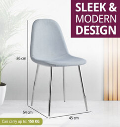 Hallowood Furniture Cullompton Light Grey Fabric Dining Chair With Silver Legs X 2 - thumbnail 3