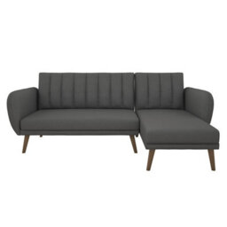 Novogratz Brittany Sectional Sofa Bed In Linen Look Dark Grey - thumbnail 2