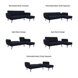 Novogratz Brittany Sectional Sofa Bed In Linen Look Dark Grey - thumbnail 3