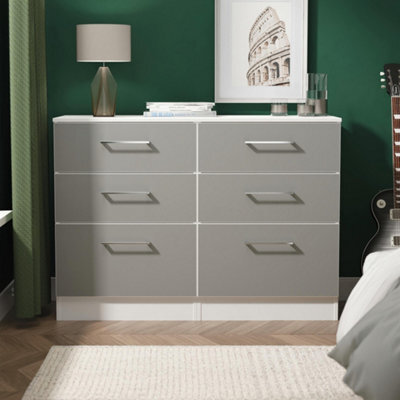 Gloucester 6 Drawer Midi Chest Of Drawers In Uniform Grey & White Matt (Ready Assembled) - image 1