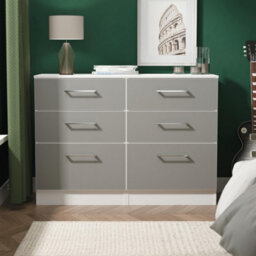 Gloucester 6 Drawer Midi Chest Of Drawers In Uniform Grey & White Matt (Ready Assembled) - thumbnail 1