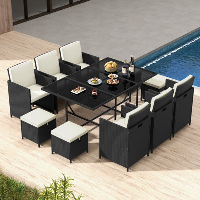 Costway 11 Pieces Patio Wicker Dining Set Outdoor Rattan Conversation Furniture Set - image 1