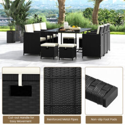 Costway 11 Pieces Patio Wicker Dining Set Outdoor Rattan Conversation Furniture Set - thumbnail 7