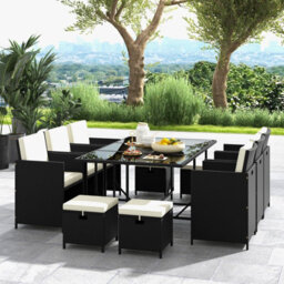 Costway 11 Pieces Patio Wicker Dining Set Outdoor Rattan Conversation Furniture Set - thumbnail 4