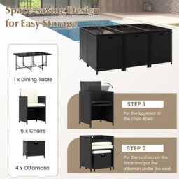Costway 11 Pieces Patio Wicker Dining Set Outdoor Rattan Conversation Furniture Set - thumbnail 9