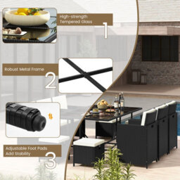 Costway 11 Pieces Patio Wicker Dining Set Outdoor Rattan Conversation Furniture Set - thumbnail 8