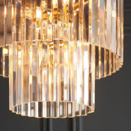 Luminosa Lighting Luminosa Conaston Pendant Ceiling Light Brushed Aged Brass Plate & Clear Cut Glass 4X E14 - thumbnail 4