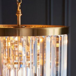 Luminosa Lighting Luminosa Conaston Pendant Ceiling Light Brushed Aged Brass Plate & Clear Cut Glass 4X E14 - thumbnail 5