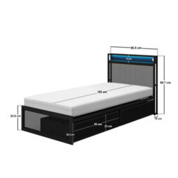 Flair Callan Metal Bed With Storage & Led Black Single - thumbnail 6