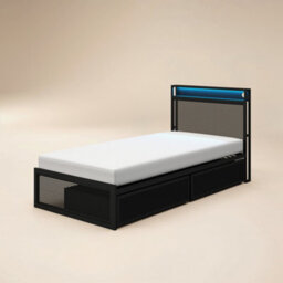 Flair Callan Metal Bed With Storage & Led Black Single - thumbnail 4