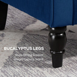 Wyld Haus Topano Blue Retro Wingback Accent Armchair - Diamond Button-Tufted Velvet-Effect Upholstery - thumbnail 7