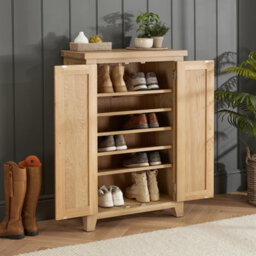 The Furniture Market Cheshire Whitewash Oak Shoe Storage Cupboard - thumbnail 3