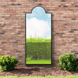 "Mirroroutlet Genestra - Black Modern Wall & Leaner Garden Mirror 75""x 33"" 190X85Cm" - thumbnail 1