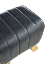 Elm Home And Garden Genuine Black Leather Footstool Pouffe Fully Assembled 40Cm High X 42Cm Wide X 33Cm Deep - thumbnail 4