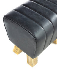 Elm Home And Garden Genuine Black Leather Footstool Pouffe Fully Assembled 40Cm High X 42Cm Wide X 33Cm Deep - thumbnail 5