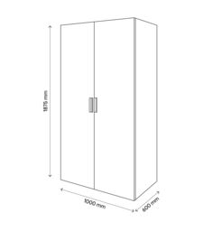 GoodHome Atomia Freestanding Matt Grey Oak Effect Particle Board Wardrobe (H)1875mm (W)1000mm (D)600mm - thumbnail 4