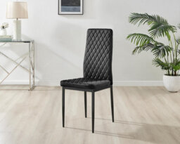 Furniturebox Uk Imperia 6 Black Dining Table And 6 Black Velvet Milan Black Leg Chairs - thumbnail 8