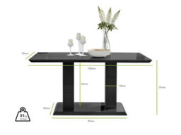 Furniturebox Uk Imperia 6 Black Dining Table And 6 Black Velvet Milan Black Leg Chairs - thumbnail 7