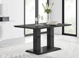 Furniturebox Uk Imperia 6 Black Dining Table And 6 Black Velvet Milan Black Leg Chairs - thumbnail 2