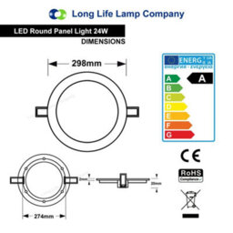 Long Life Lamps Company 24W Recessed Ceiling Led Round Panel 3500K Warm White - thumbnail 2