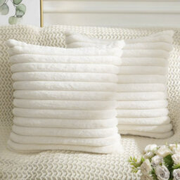 Thehotsale Cozy Soft Plush Throw Pillow Cushion Covers Pillowcase Stripe Design Without Insert White 45Cm W X 45Cm D - thumbnail 4