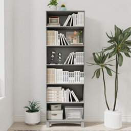 Urbn-Living Urbnliving 180Cm Height Grey 6 Tier Wooden Bookcase Shelf Storage Display Shelving Unit - thumbnail 1