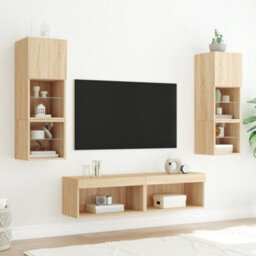 Walplus Tv Cabinets With Led Lights 2 Pcs Sonoma Oak 60X30X30 Cm - thumbnail 4
