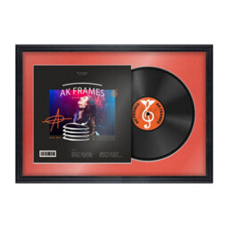 "AK Frames 25X17"" Black Classic Vinyl Record Frame With Poppy Red Mount For 12 Inch Lp Cover & Disc - Overlapped Design" - thumbnail 1