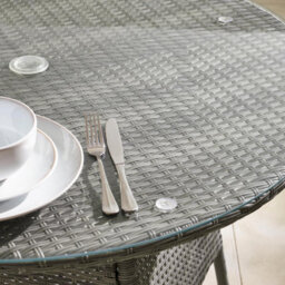 Furniturebox Antigua Rattan Round Garden Table & Chairs, 4 Seater Grey Garden Dining Set Patio Outdoor Table & Chairs  +Cover - thumbnail 3