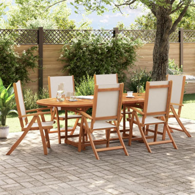 Berkfield Folding Garden Chairs 6 Pcs Solid Wood Acacia And Textilene - image 1