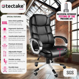Tectake Office Chair Jonas - Desk Chair Computer Chair - Black - thumbnail 2
