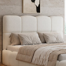 Btm Upholstered Hydraulic 4Ft6 Double Bed 135X190Cm, Soft Headboard, Boucle Beige - thumbnail 9