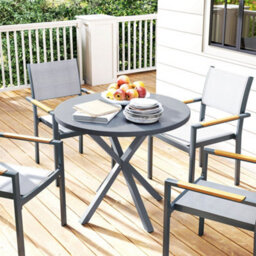 Outsunny Garden Table With Steel Frame, Wood Effect Top, For Balcony, Deck - thumbnail 8