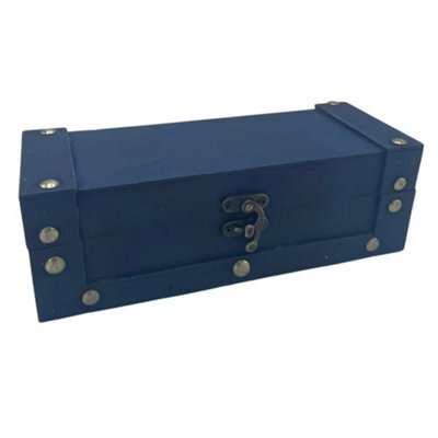 Teal Long Tea Storage Chest Box With Lid