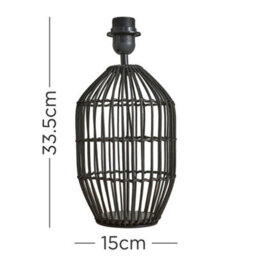 Valuelights Hollins Contemporary Matt Black Rattan Cylinder Table Lamp Base - thumbnail 5