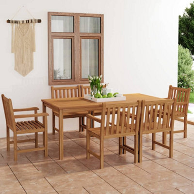 Berkfield 7 Piece Garden Dining Set Solid Teak Wood - image 1