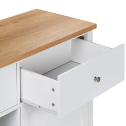 Wyld And Coco Novahome White Mdf Sideboard 2 Doors Drawers Wine Rack, Wide Modern Cottage-Style - thumbnail 7