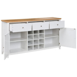 Wyld And Coco Novahome White Mdf Sideboard 2 Doors Drawers Wine Rack, Wide Modern Cottage-Style - thumbnail 5
