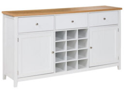 Wyld And Coco Novahome White Mdf Sideboard 2 Doors Drawers Wine Rack, Wide Modern Cottage-Style - thumbnail 3