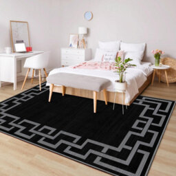 Ameha Non Slip Printed Rug Area For Bedroom Living Room Greek Key Pattern  Carpet Indoor/outdoor Rugs(Nico Black, 120X170 Cm) - thumbnail 5