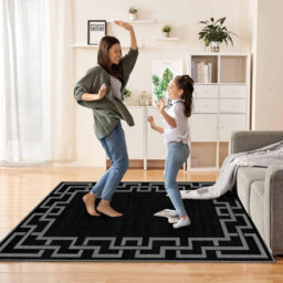 Ameha Non Slip Printed Rug Area For Bedroom Living Room Greek Key Pattern  Carpet Indoor/outdoor Rugs(Nico Black, 120X170 Cm) - thumbnail 6