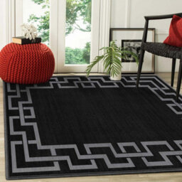 Ameha Non Slip Printed Rug Area For Bedroom Living Room Greek Key Pattern  Carpet Indoor/outdoor Rugs(Nico Black, 120X170 Cm) - thumbnail 3