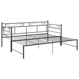 Berkfield Pull-Out Sofa Bed Frame Black Metal 90X200 Cm - thumbnail 4