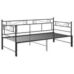 Berkfield Pull-Out Sofa Bed Frame Black Metal 90X200 Cm - thumbnail 6
