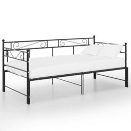 Berkfield Pull-Out Sofa Bed Frame Black Metal 90X200 Cm - thumbnail 2