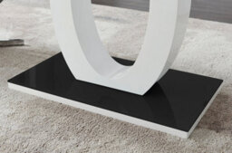 Furniturebox Giovani Rectangular 6 Seat White High Gloss Unique Halo Base Dining Table Black Glass Top 6 Cream Velvet Black Leg Pesaro Chairs - thumbnail 6