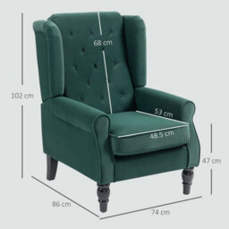 Green Accent Chair Wingback Armchair With Wood Frame For Living Room - thumbnail 2