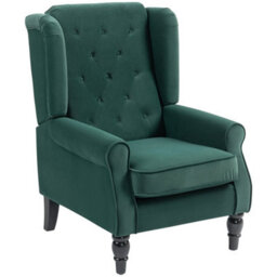 Green Accent Chair Wingback Armchair With Wood Frame For Living Room - thumbnail 1