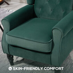 Green Accent Chair Wingback Armchair With Wood Frame For Living Room - thumbnail 5