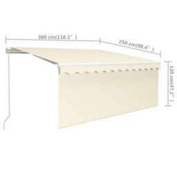 Berkfield Manual Retractable Awning With Blind 3X2.5M Cream - thumbnail 7
